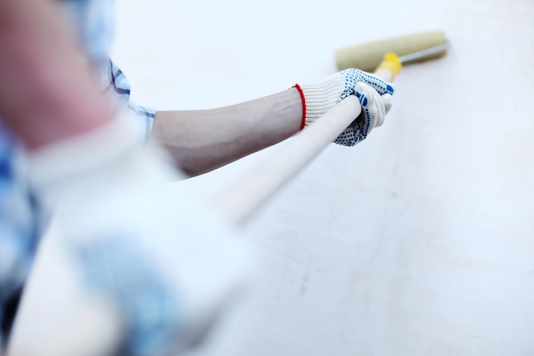 Painting room with roller brush